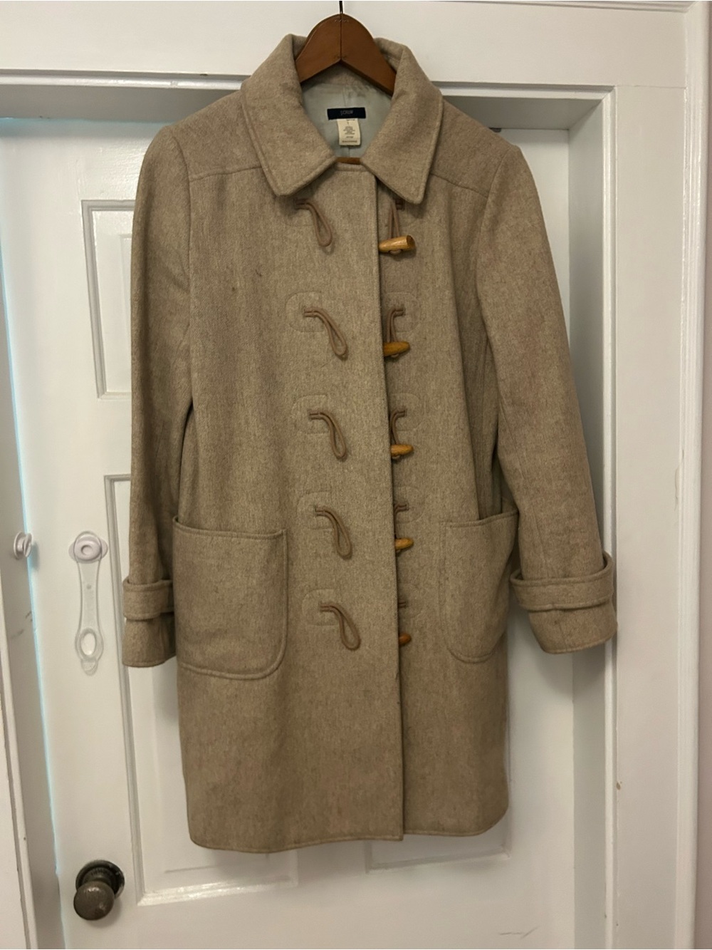 Classic J. Crew Women's Beige Toggle Coat